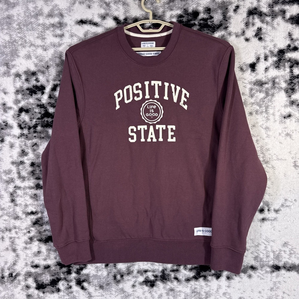 Life Is Good Sweatshirt Mens Size Large Maroon Positive State University Cozy